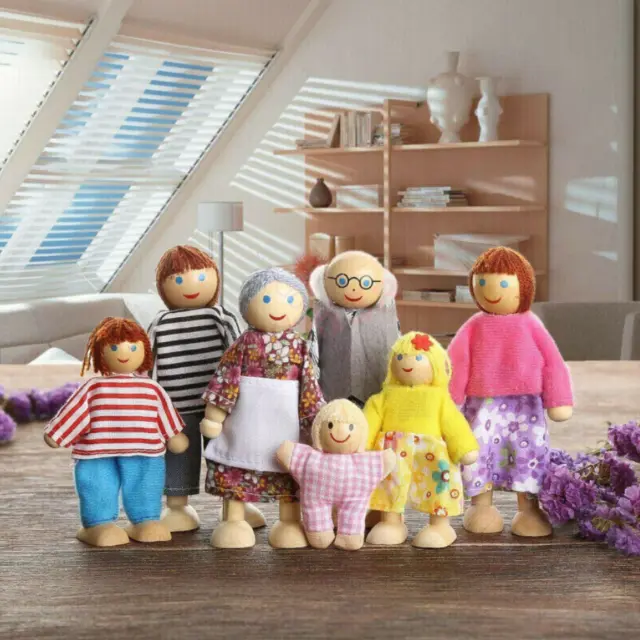 NEW Doll house Family Dolls Various Models Mini Wooden Toy Set for Kids AU
