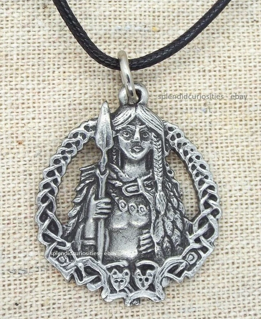 Freya Norse Goddess Bronze Pendant With Amethyst Stone - Handcrafted Jewelry By Dryad Design