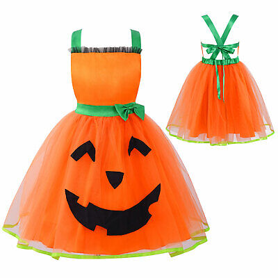 Bambine Zucca Abito Costume Di Halloween Cosplay Party Stage Performance Skort