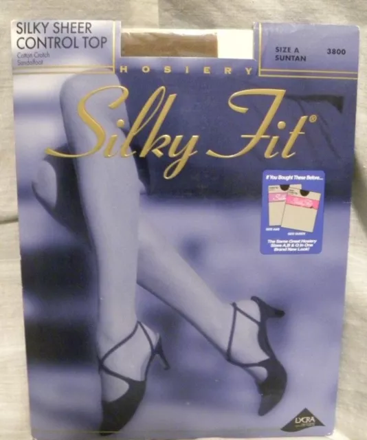 Silky Fit Sheer Control Top Pantyhose Sandal Foot  Size A Suntan (GE62)