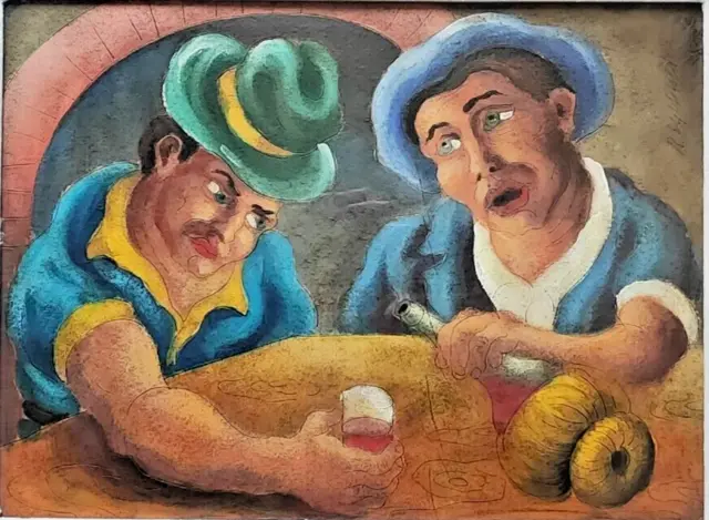 Dipinto Olio su Cartone di Roberto Sguanci - "L'Osteria"