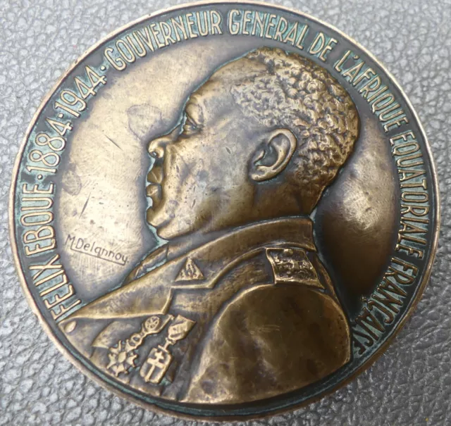 Médaille Félix EBOUE Gouverneur Afrique Equatoriale F.  colonie Tchad Delannoy