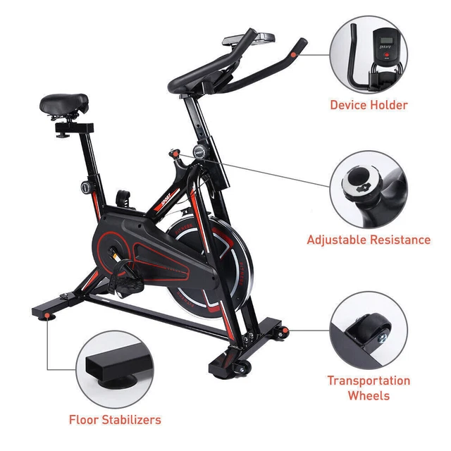 Home Gym Cycling Bike Stationary Exercise Bike with iPad Mount Silent Belt Drive