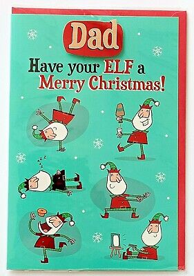 Cartolina di Natale-PAPA 'è il tuo ELF UN BUON NATALE - 15 x 23 cm-Nuovo di Zecca