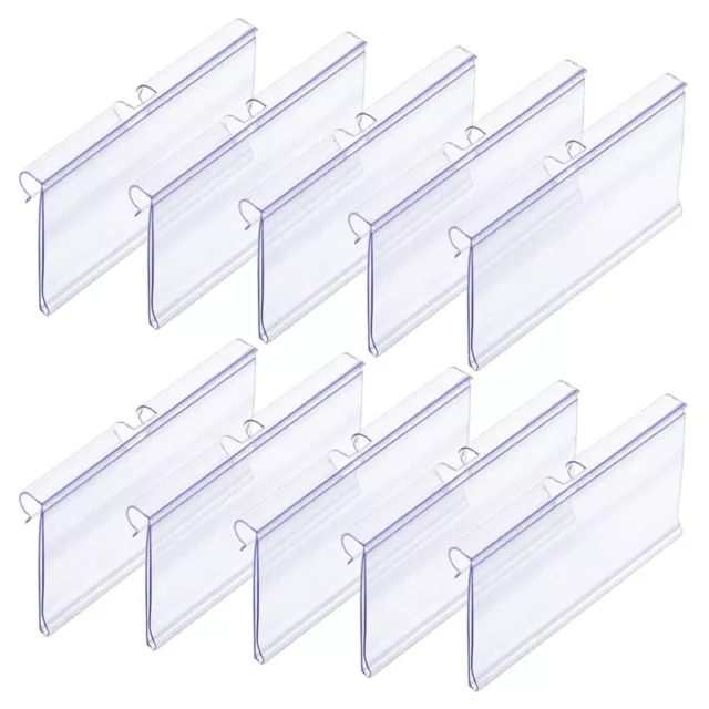 70PC 8X4.2cm Clear Plastic Label Holders for Wire Shelf Retail Price Label4498