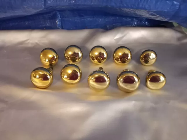 Solid Brass Drawer Cabinet Dresser Knobs Pulls Lot of 10  (8) 1.5"  (2) 1.25"
