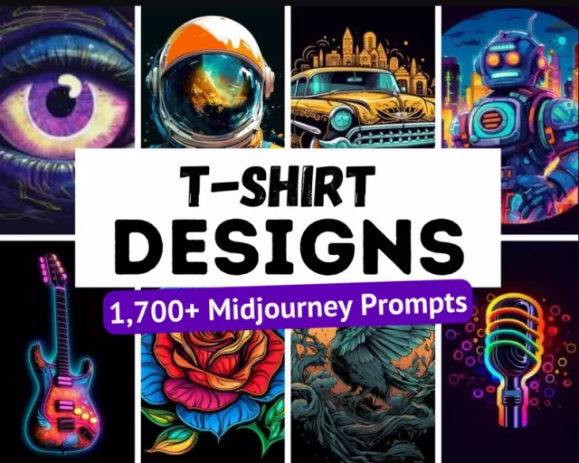 1700+Prompts Text+Image for Easy, Midjourney prompts for Tshirt Design Creator