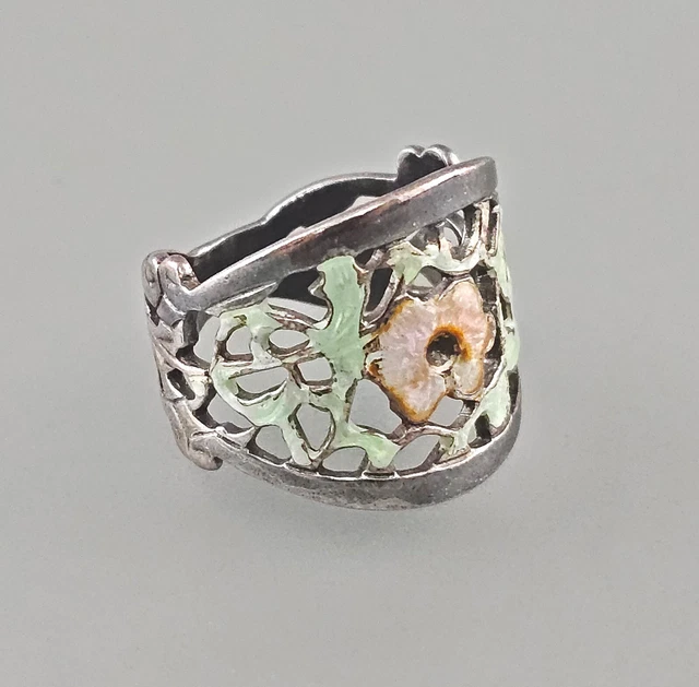 Bague Art Nouveau En Argent 835 Avec Cristal De Roche - Taille 51 - Vintage - Pour Femme