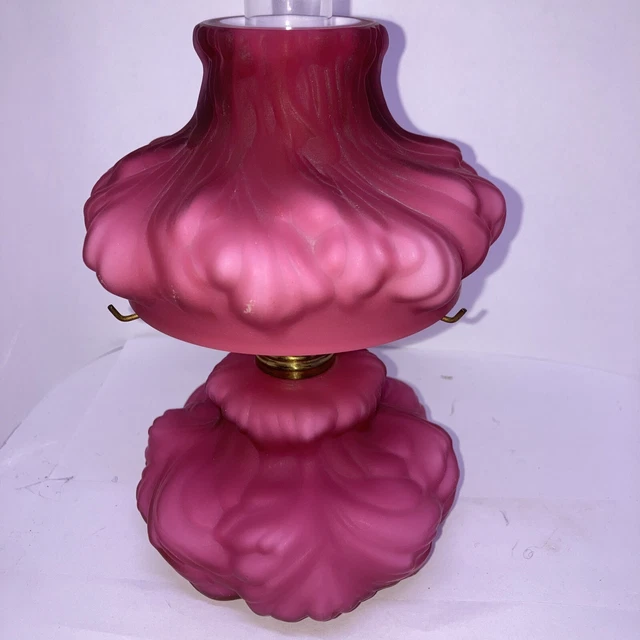 P&A Miniature Plume Oil Lamp Consolidated LG Wright Victorian Cased Glass 8”