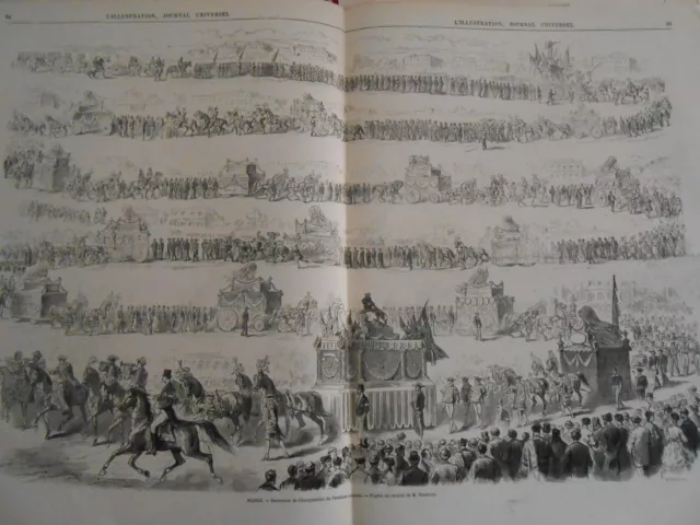 1869 engraving - Madrid procession of the inauguration of the National Pantheon