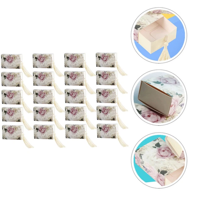 20 Pcs Floral Candy Cases Stylish Gift with Tassel Wedding Party Favors Drawer