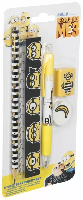 DESPICABLE ME MINION School Stationery Pencil Case Fillers Set 5 MINIONS Items