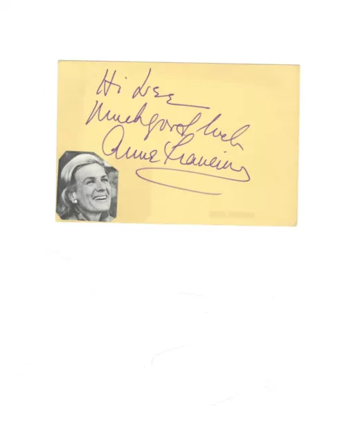Actress Anne Francine Autograph On Card Stock