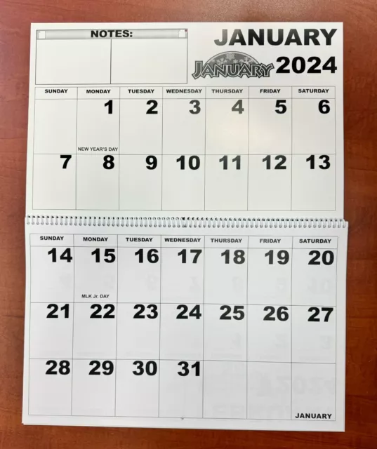 EXTRA LARGE PRINT 2024 Jumbo Calendar Great for some with Low Vision