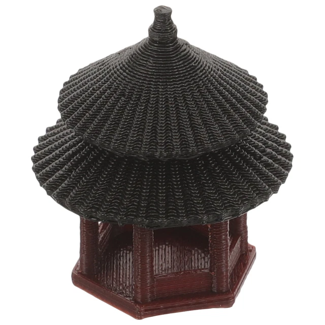 3 Ornamenti Per Bonsai E Giardino – Statuette Gazebo In Pietra Sintetica, Grigio 7x3.5cm