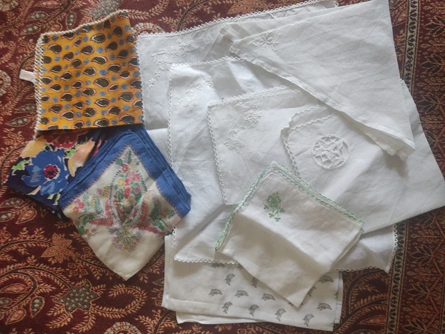 10 assortiti bordo in pizzo Hankies + ricamo trifoglio irlandese 3 colori 1 LIBERTY