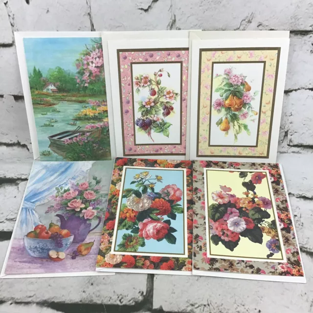 Vintage American Classics Blank Inside Notecards Lot Of 6 Floral Some Lithos