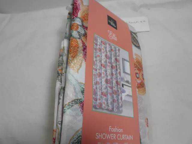 New Home Wear ELLA Fashion Fabric Shower Curtain ~ Gold Purple Orange Flower New 2