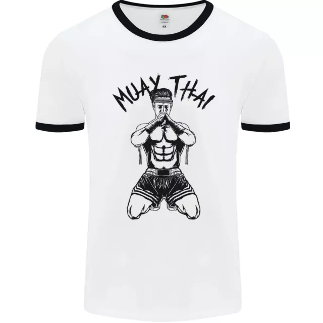 Maglietta da uomo Muay Thai Fighter arti marziali miste MMA bianca