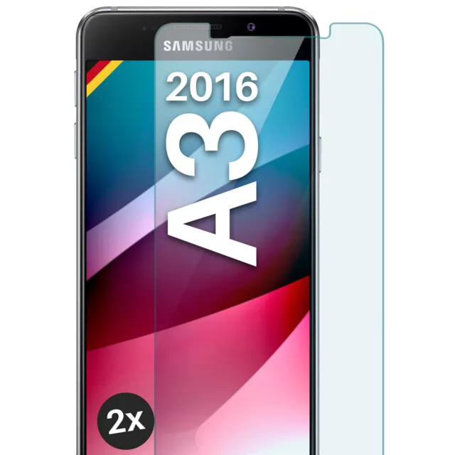 2x Echt Glas für Samsung Galaxy A3 2016 Panzerfolie Handy Premium Displayschutz