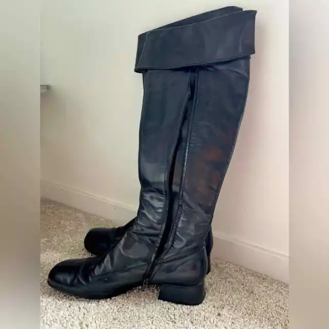 Nine West Vintage Zannyr Leather Knee High Black Boot, Women’s Size 8