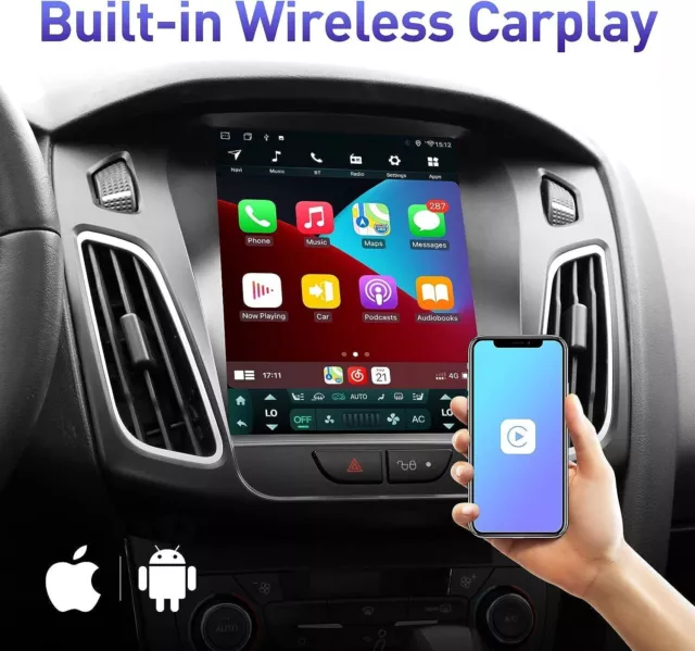 9.7" Car Apple Carplay Radio Stereo For Ford Focus 2012-2018 Android 12 GPS Navi