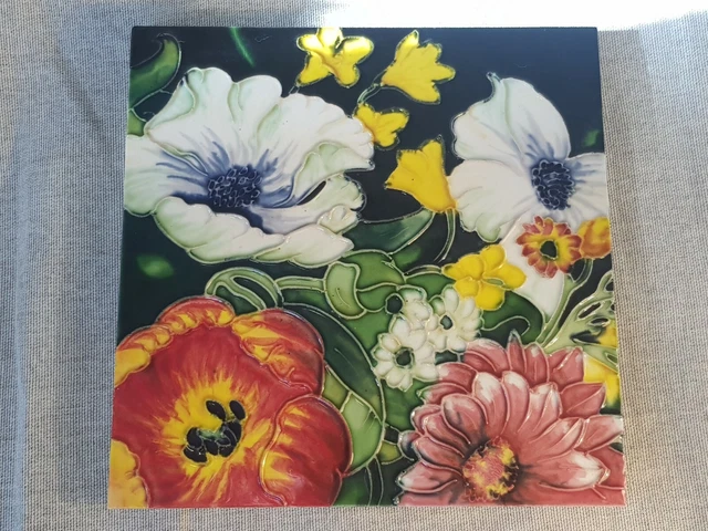 Pretty Decorative Hand Painted Flowers Ceramic Tile