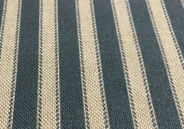 Harlow Ticking Stripe Indigo Blue/ Beige Curtains/Roman Blind Upholstery Fabric 2