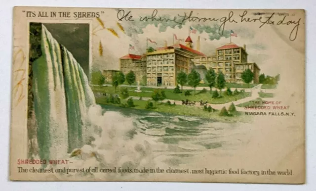 1907 Shredded Wheat Factory Niagara Falls Advertising Postcard Antique Vintage