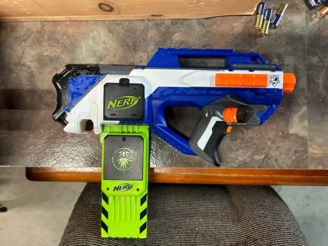 RARE Nerf Rayven CS-18 Blue N-Strike Elite Dart Gun-Works Has No Darts