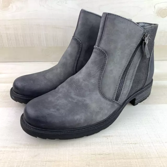 Earth Origins Nubuck Leather Gray Ankle Boots Women’s Size 9.5 B Jordan Side Zip