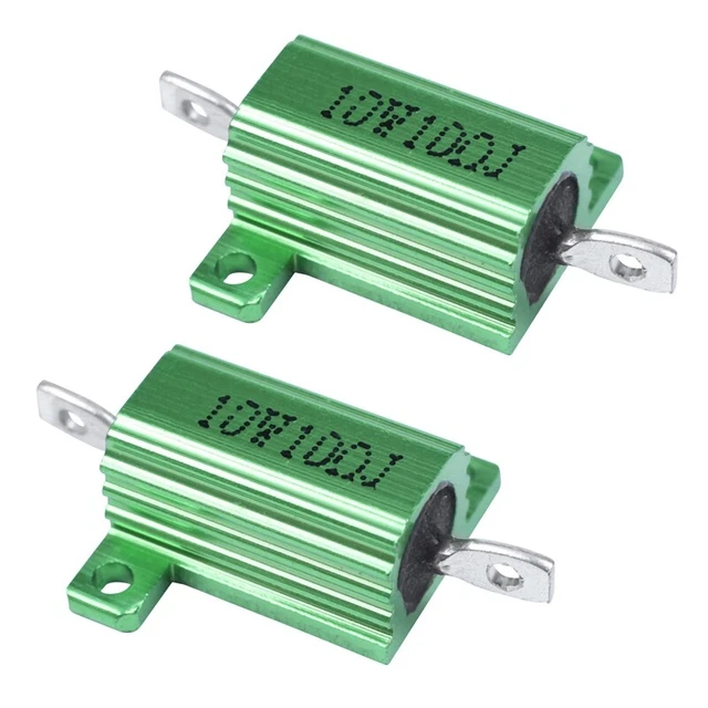 2X Green Aluminum Chassis Mounted Wirewound Resistors 10W 10 Ohm 5% P6G3