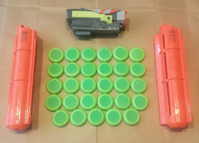 Lightly USED Nerf VORTEX 20 Round CLIP Mags MAGAZINE w/ Ammo DISCS & Scope LOT