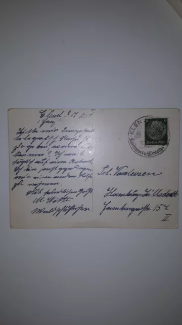 Postkarte mit Briefmarke Deutsches Reich Paul von Hindenburg 6 Pf - gestempelt