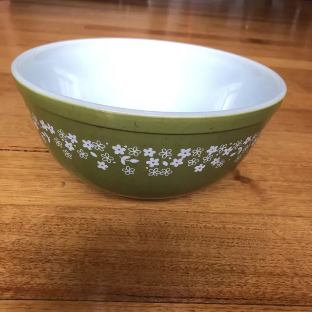 Vintage Pyrex #403 Green Spring Blossom Crazy Daisy 2 1/2 Quart Mixing Bowl