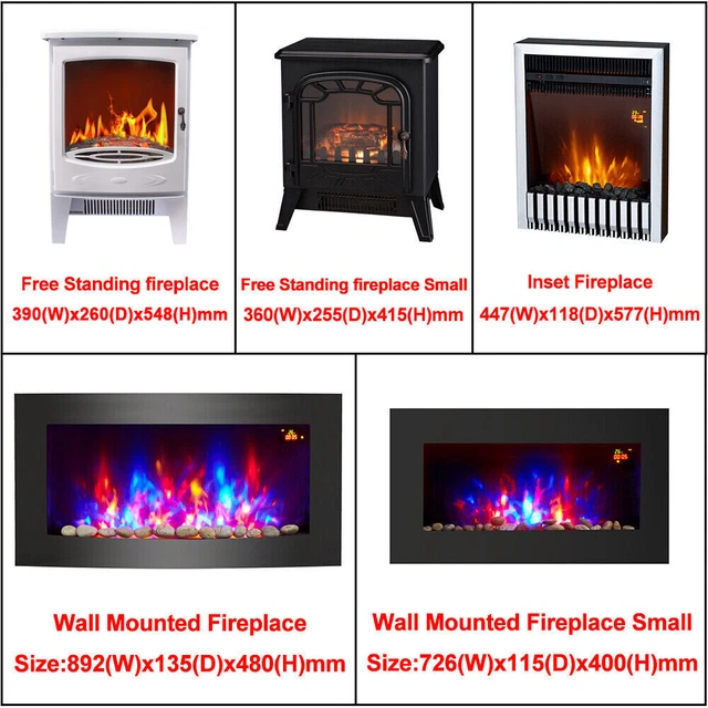 MODERN ELECTRIC FIREPLACE Heater Fire Place Flame Effect Stove Living