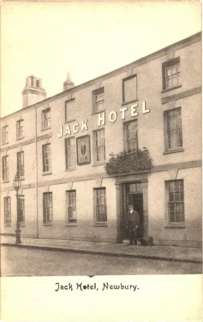 Man Standing In Front of Jack Hotel's Entrance In Newbury, England Postcard