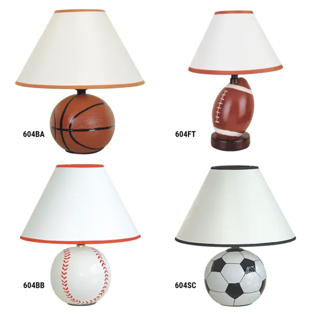 NEW Ceramic Sports Theme Base & Matched Fabric Shade Finish 15" Table Lamp 604