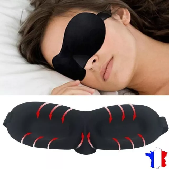 Masque de Nuit Occultant 3D Cache Visage Yeux Anti Lumière Sommeil Dormir Voyage