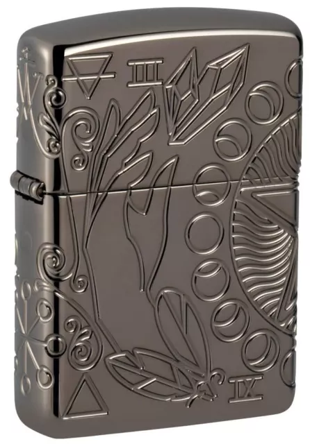 Zippo 49689,  Wicca Design Deep Carve Armor Lighter, Black Ice Finish