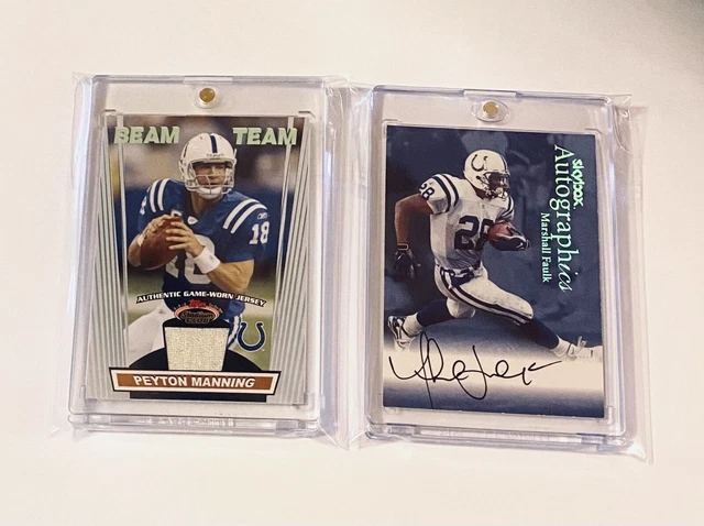 1999 Skybox Autograph Marshall Faulk Auto Peyton Manning Beam Team Jersey SP /99 1999 Skybox Autograph Marshall Faulk Auto Peyton Manning Beam Team Jersey SP /99