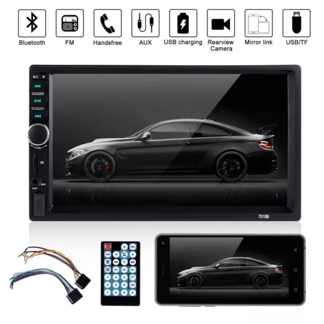 Double 2 DIN 7" Head Unit Car Stereo MP5 Player Touch Screen BT Radio FM/USB/AUX