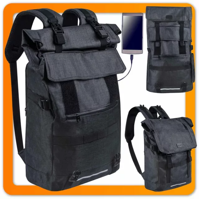 Rolltop Business Laptop Rucksack Anti Diebstahl Notebook Tasche Fahrradrucksack