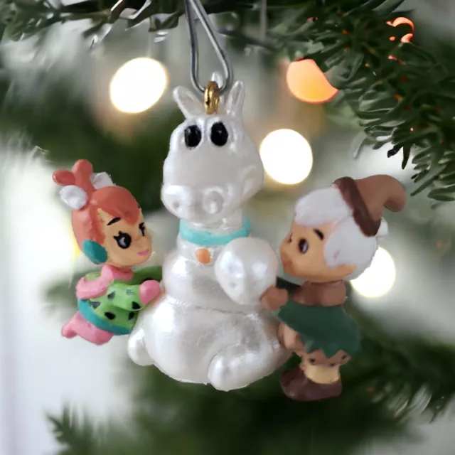 Hallmark Mini Ornament The Flintstones Pebbles & Bamm-Bamm Create Dino Snowman