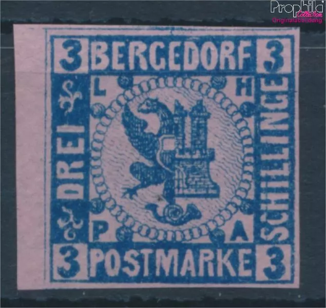 Briefmarken Bergedorf 1887 Mi 4ND Neu- bzw. Nachdruck postfrisch Flaggen  (10342