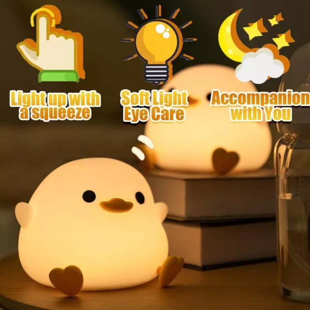 Enten Silikon Nachtlampe Baby Kinder Geschenk Touch LED Nachtlicht Tischleuchte 3