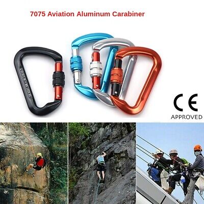 30KN Heavy Duty Screwgate Locking Carabiner D-Ring Clip Hook for Climbing Caving