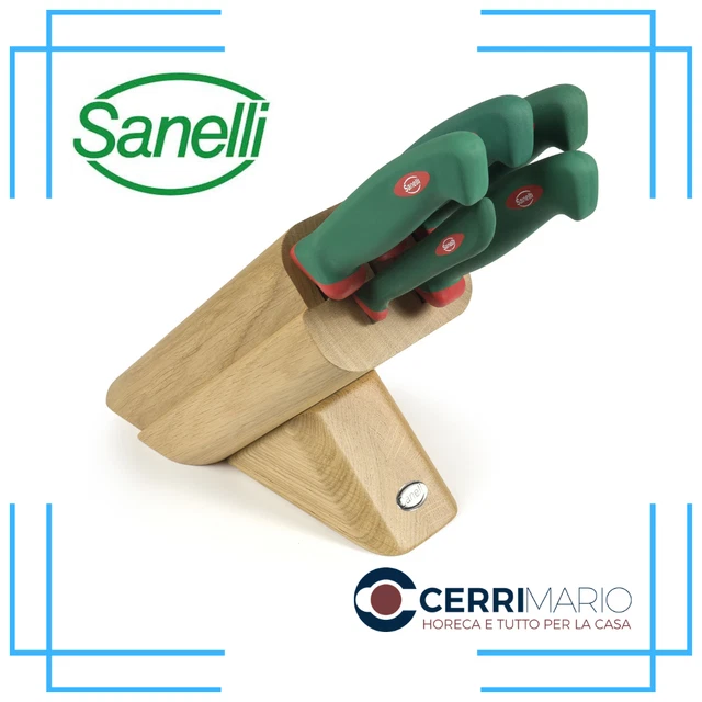 Set Di 5 Coltelli Sanelli Con Ceppo In Legno - Professionale Per Cucina - Foto 9