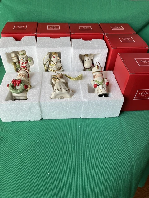 New Lenox Christmas  Ornaments lot of 6 Snowman Angel Tree Moose Santa Drummer