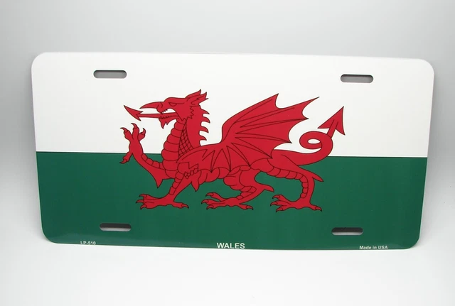 Wales Flag Metal Car License Plate. Welsh Dragon, Welsh Flag Car License Plate